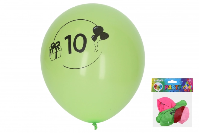 Napihljiv balon 30 cm s številko 10 - set 5 kosov