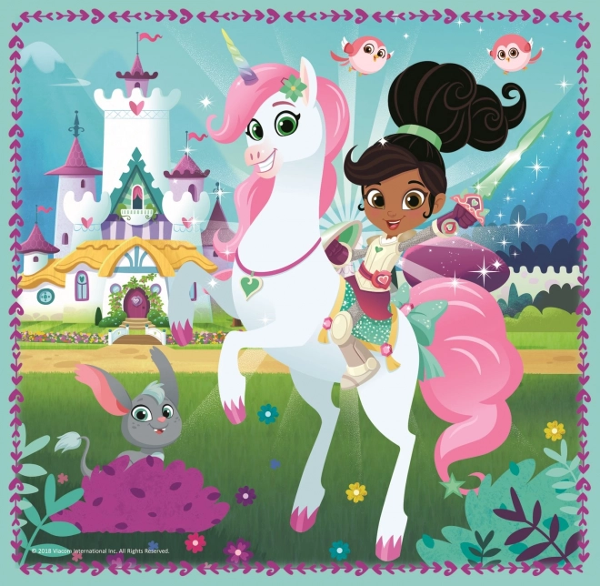 TREFL Puzzle Nella, princesa vitezov in njen svet 3v1 (20,36,50 kosov)
