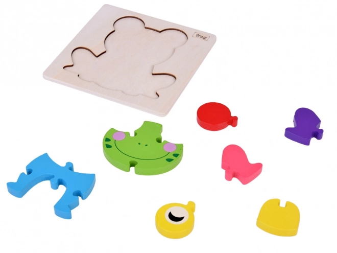 Lesena 3D sestavljanka Žaba Montessori