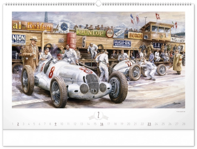 NOTIQUE Stenski koledar Oldtimers – Václav Zapadlík 2025, 64 x 42 cm