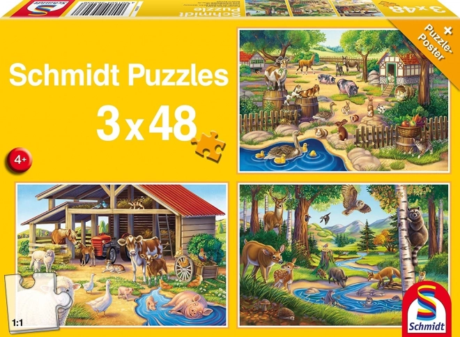 Sestavljanka Moje priljubljene živali 3x48 koščkov