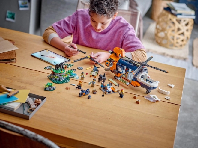 LEGO City 60437 Helikopter za raziskovanje džungle v osnovnem taborišču