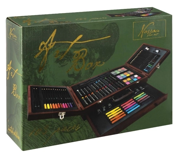 Set za slikanje - Art box kreativni set 103 kosov v lesenem kovčku v škatli 39x27x9cm