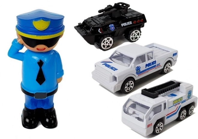 Policijski avto z garažo 2v1 z zvokom in lučmi