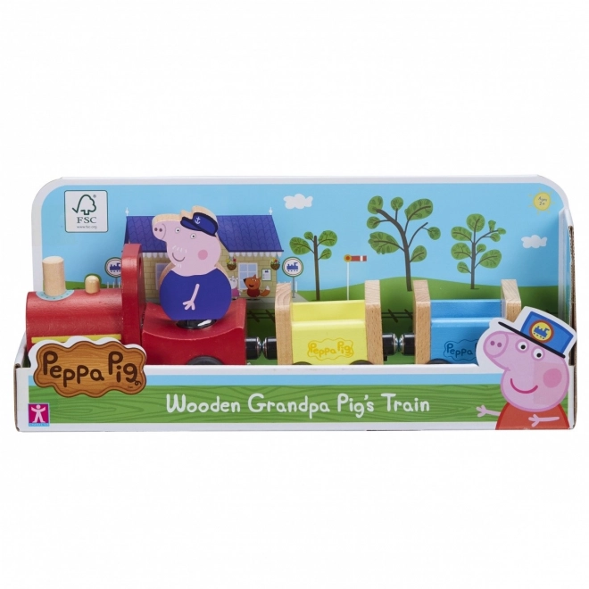 Leseni vlak Peppa Pujsa + figura dedka