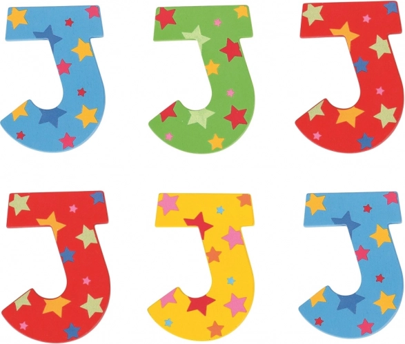 Bigjigs Toys lesena črka J z zvezdicami