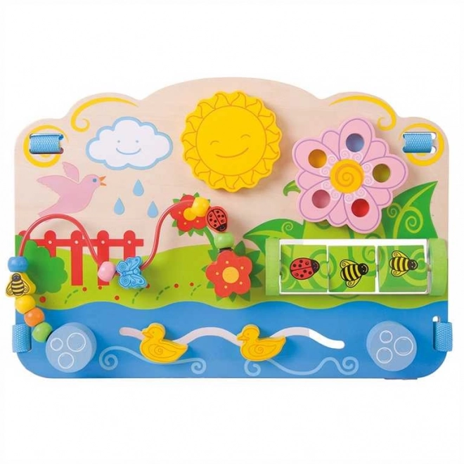 Bigjigs Baby Lesena motorična plošča s cvetovi
