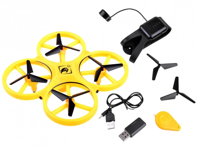 Dron upravljan z gestami rok + daljinsko upravljanje Kvadrokopter RC0573 – Rumena