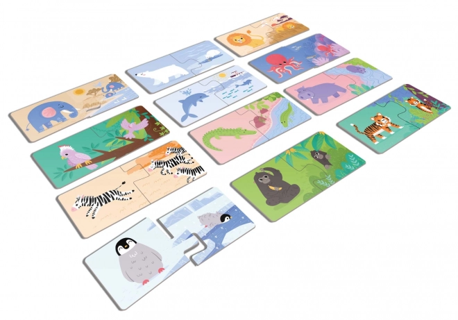 KukiKuk 80036 Veeeliké puzzle duo Kje bivajo živali