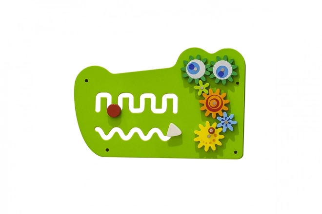 Leseni stenski montessori panel - krokodil