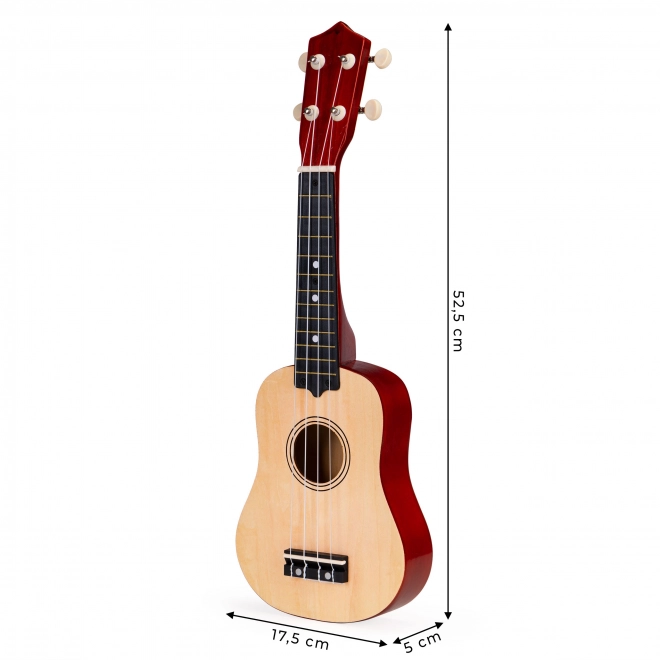 Otroški leseni ukulele s 4 najlonskimi strunami, rjavi ECOTOYS