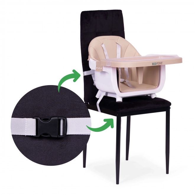 Otroški stol za hranjenje 2v1 bež Eco Toys