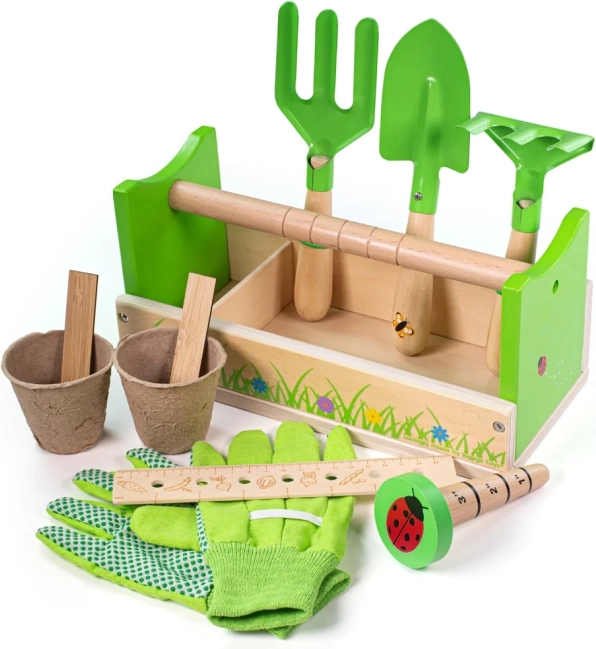 Bigjigs Toys vrtnarski set v zabojčku za otroke