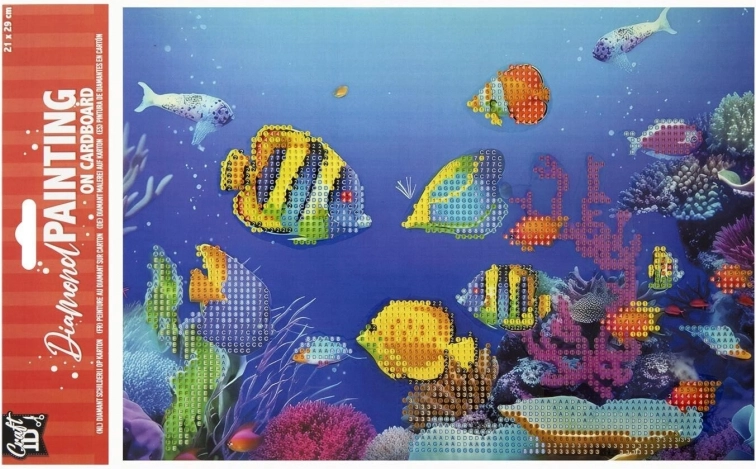 Diamantno slikanje na plošči Ribice 29 × 21 cm