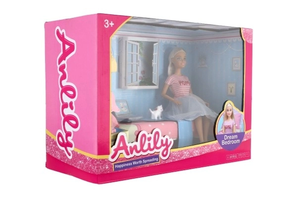 Punčka Anlily s sklepom in sobico plast 26cm s pripomočki v škatli 37x27x17cm