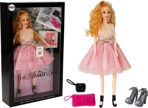 Lutka manekenka blondinka 28 cm s torbico in salonarji