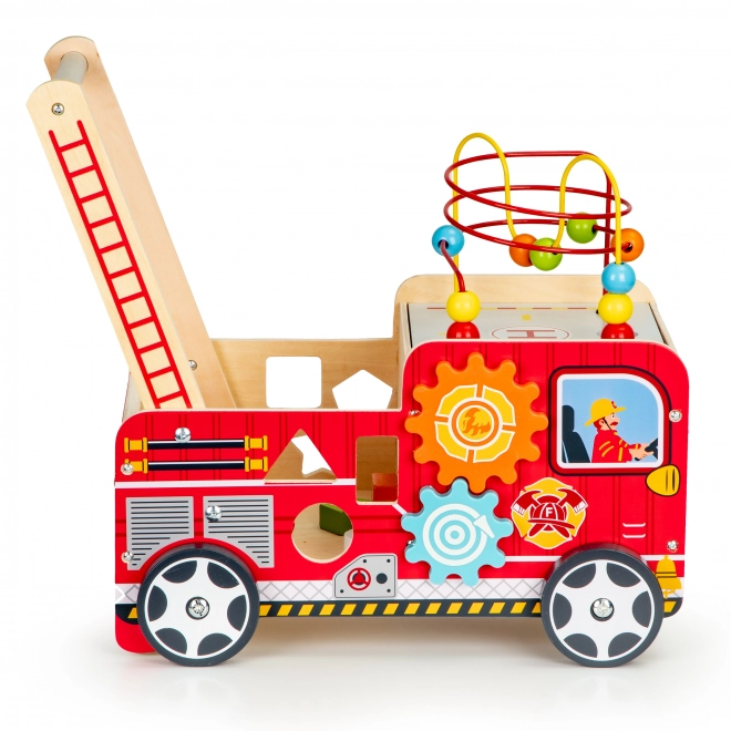Lesena izobraževalna hojica z kockami - Gasilski avto ECOTOYS