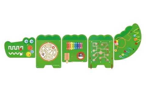 Leseni stenski montessori panel - krokodil