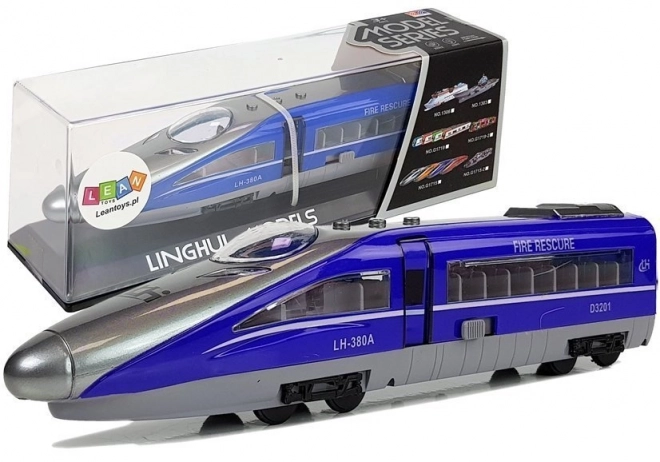 Vlak Pendolino s napenjalcem moder z zvokom in lučmi