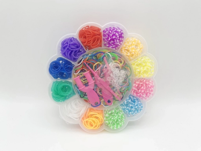 Komplet elastik za izdelavo zapestnic Loom Bands – roža, 900 kosov