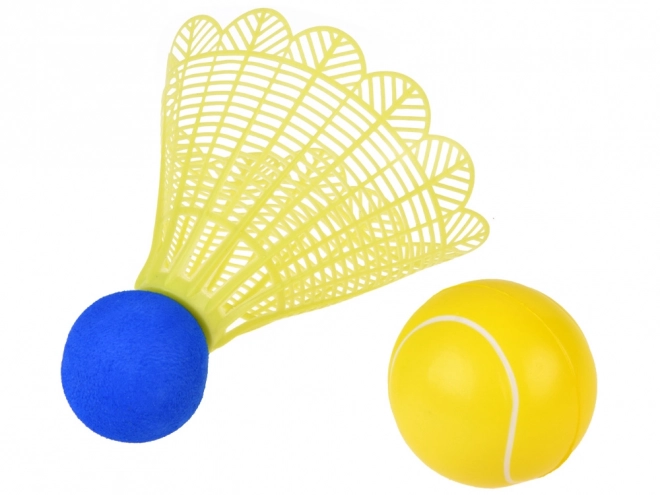 Set za badminton in tenis s penastimi žogicami in košaricami