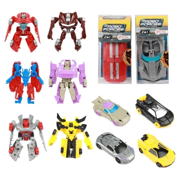 Transformersko vozilo/robot iz plastike 10 cm z barvno mešanico v plastični škatlici 5x10,5cm