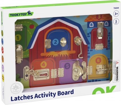 Lesena didaktična tabla z zapahi – kmetija – Tooky Toy