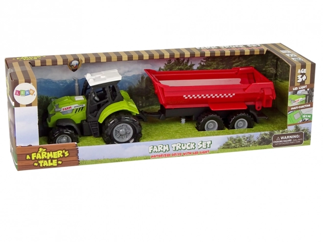 Zeleni traktor s rdečim priklopnikom Zvok