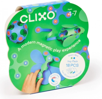 Magnetna sestavljanka Clixo Itsy, zelena/modra