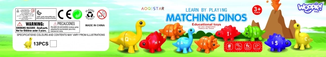 WOOPIE komplet Montessori figurice dinozavri za zlaganje z učenjem barv in črk Dopasuj Literki 13 kos