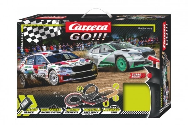 Avtocesta Carrera GO!!! 62584 Škoda Rally 4,9m + 2 avtomobila v škatli 58x40x10cm