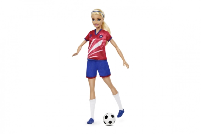 Barbie nogometna punčka v rdečem dresu