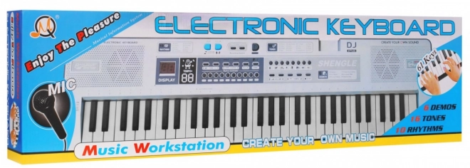 Beli otroški klaviaturni komplet z mikrofonom, snemanjem in stereo zvočniki