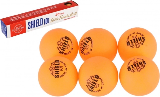 Žogice za namizni tenis SHIELD 6 kosov brezšivne rumene 40 mm
