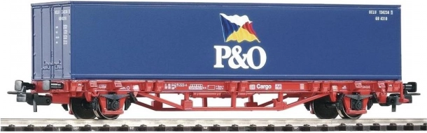 Nizki ploščadni vagon PIKO Lgs579 z 40-ft kontejnerjem P&O, DB AG, H0 (doba V)