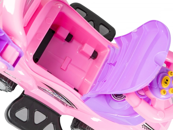 ECOTOYS poganjalec s zvoki in vodilno palico Avto roza