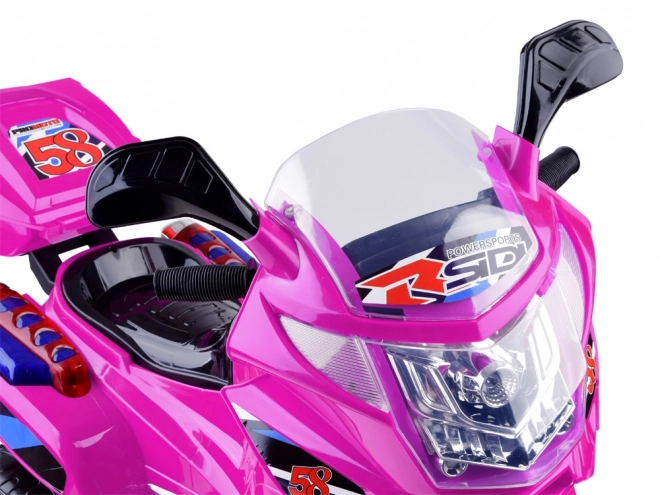 Otroški športni motocikel z barvno LED razsvetljavo – Roza