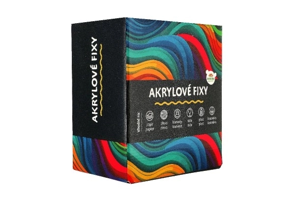 Fixi akrilne kovinske 12kos tudi za keramiko, steklo, kamne, konica 4mm v pretisnem omotu 18,5x12cm