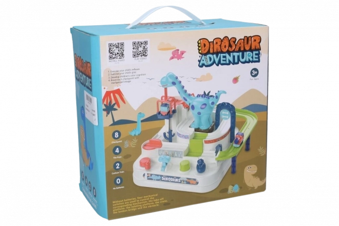 Večnamenska proga z ovirami z dinozavrom in vlakci