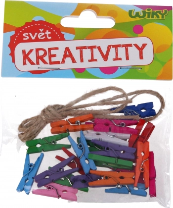 Barvni mini ščipalke 2,5 cm z vrvico, 25 kos