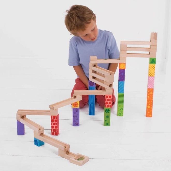 Bigjigs Toys Lesena kroglična proga barvna