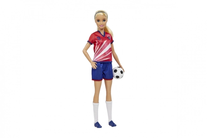 Barbie nogometna punčka v rdečem dresu