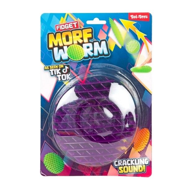 Fidget črv spreminjajoče oblike antistresna plastika 13cm 6 barv na kartici