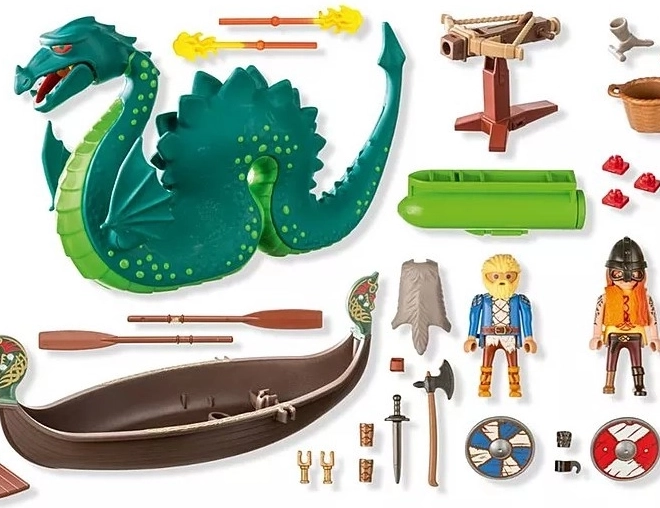 Komplet figur My Life Viking z morskim kačon