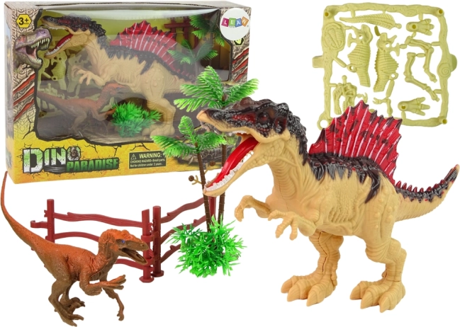 Velik komplet dinozavrov DINO PARADISE s spinozavrom, kompsognatom in okostjem
