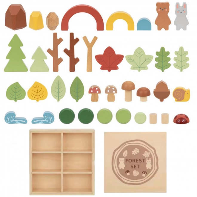 Gozdarski set z lesenimi kockami Tooky Toy
