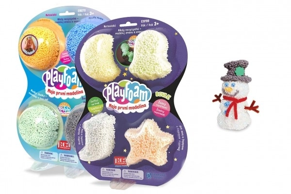 Kroglična masa PlayFoam - Komplet 1+1 z 4 barvnimi in 4 svetlečimi masami