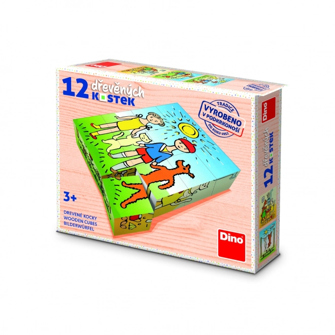 Lesene kocke Kužek in mucka – 12 kock