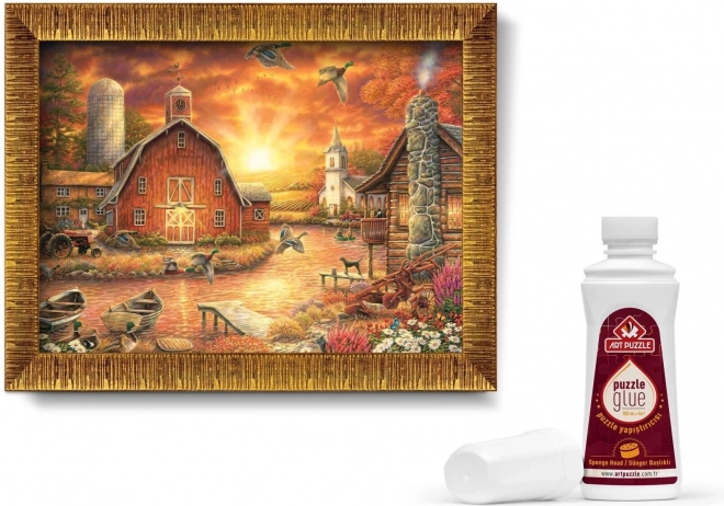 ART PUZZLE Sestavljanka z okvirjem in lepilom 3v1 1000 kosov – Za soncem
