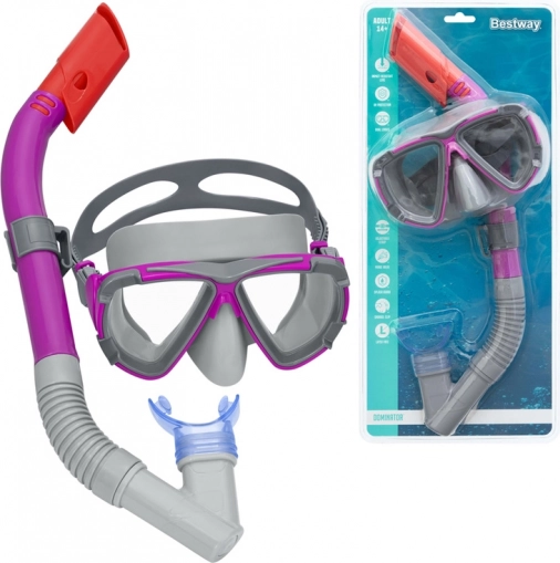 bestway dominator snorkel – komplet maske in dihalk za mladostnike in odrasle 14+ rožnat – Roza